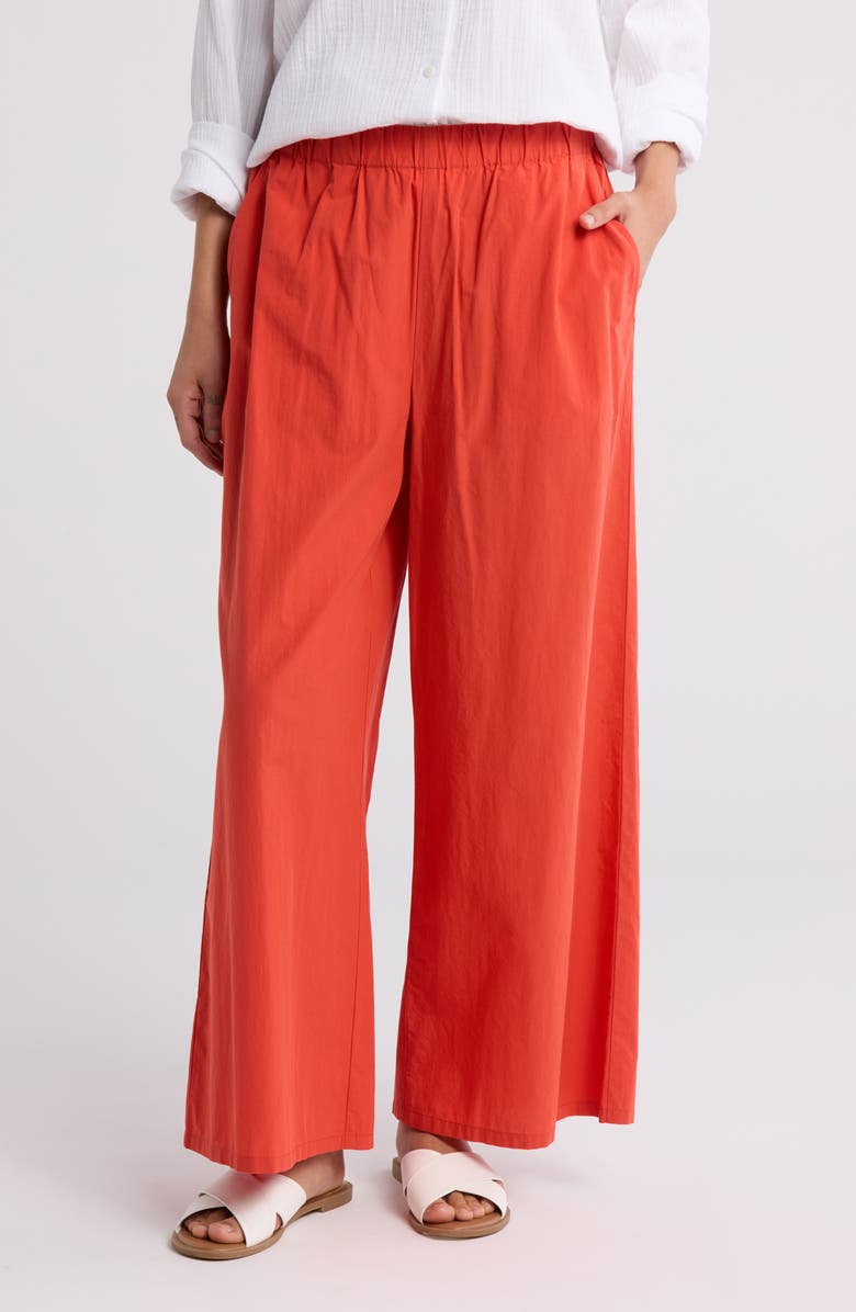 Eileen Fisher Organic Cotton Ankle Wide Leg Pants, Main, color, Flame