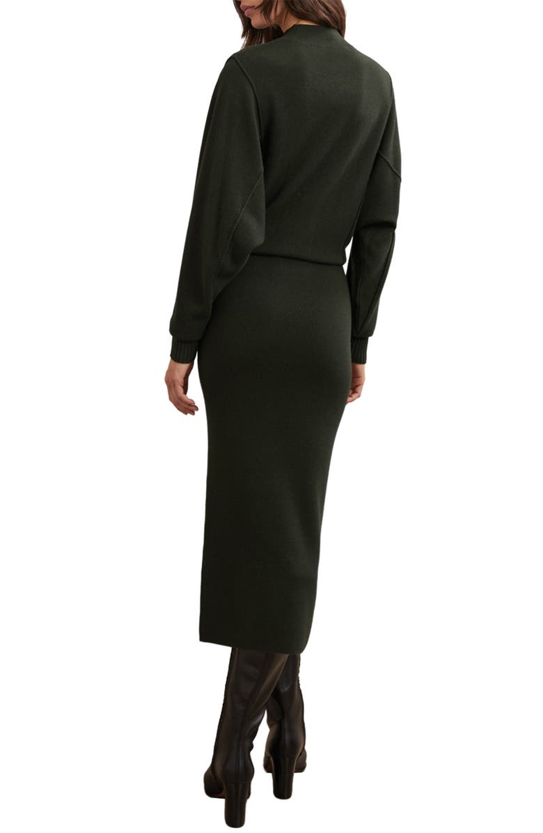 Reiss Suni Long Sleeve Midi Sweater Dress, Alternate, color, Dark Green
