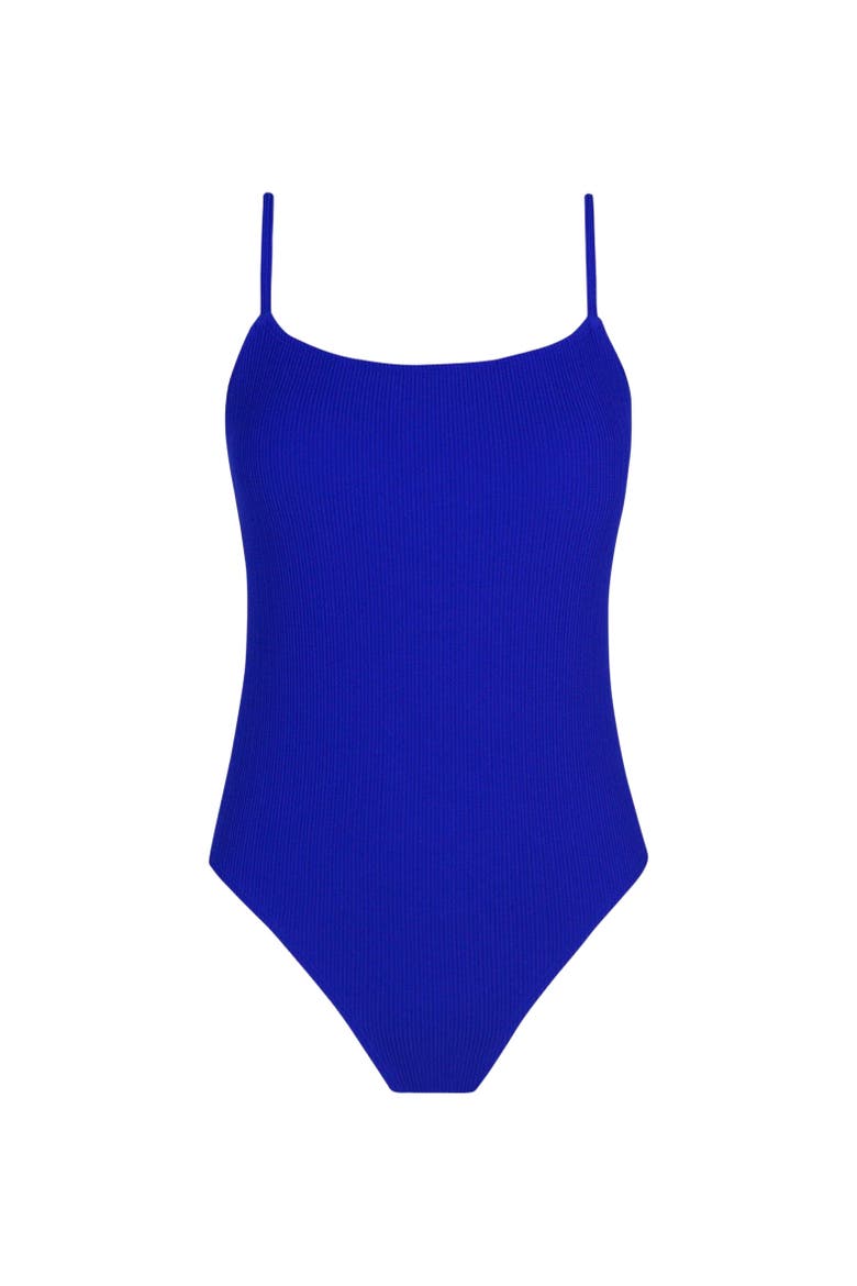 Ariel One Piece Swimsuit, Alternate, color, Vivid Blue Rib