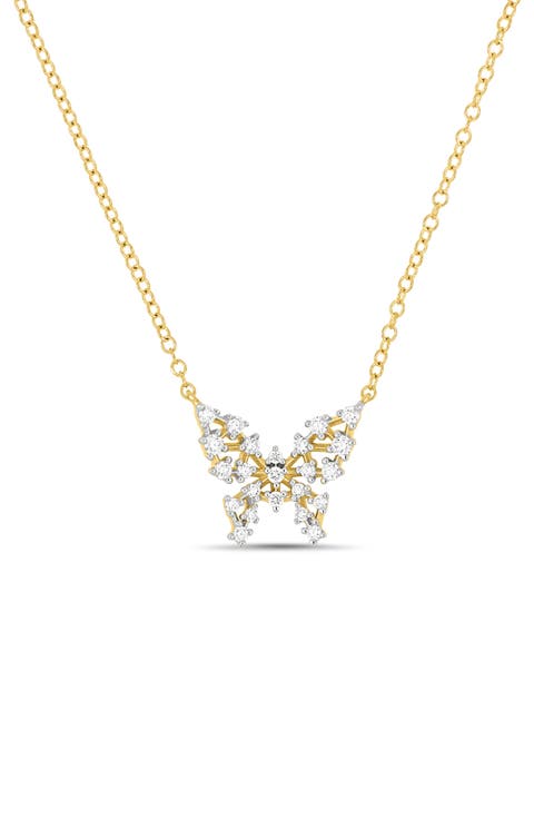 Getty 18k Gold Diamond Butterfly Pendant Necklace