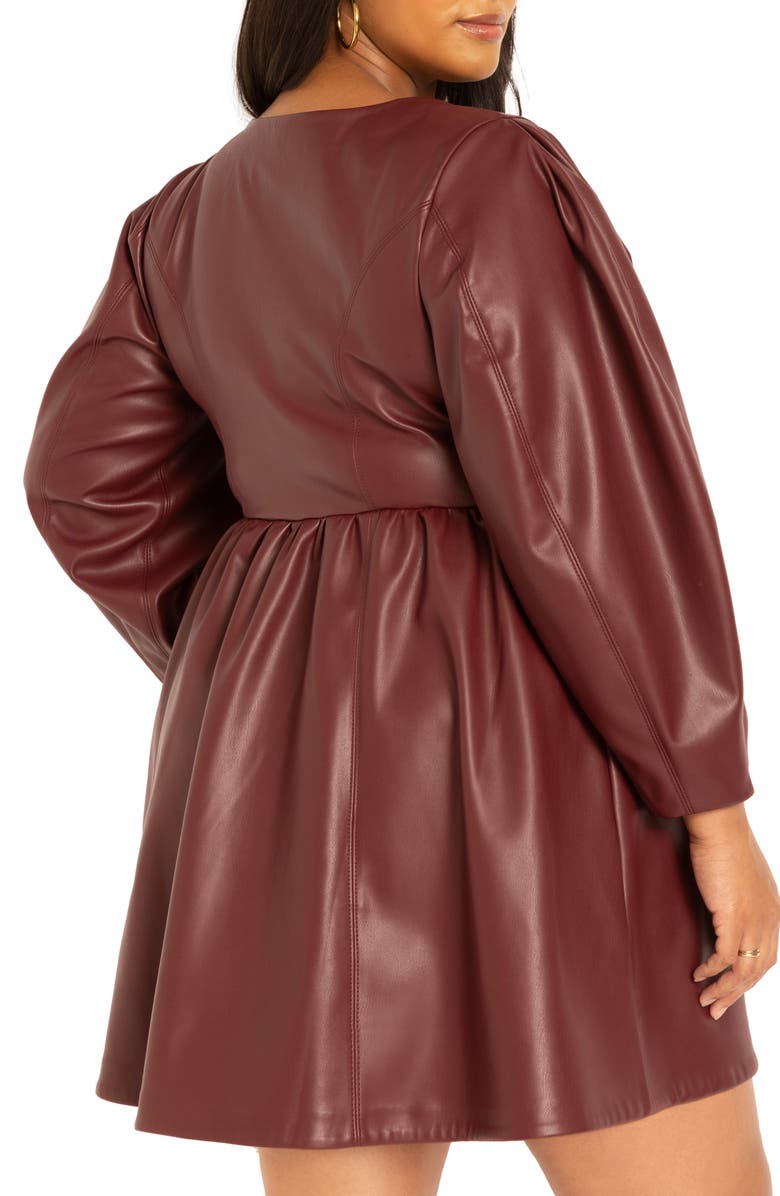 ELOQUII Long Sleeve Faux Leather Fit & Flare Dress | Nordstrom ELOQUII Long Sleeve Faux Leather Fit & Flare Dress | Nordstrom