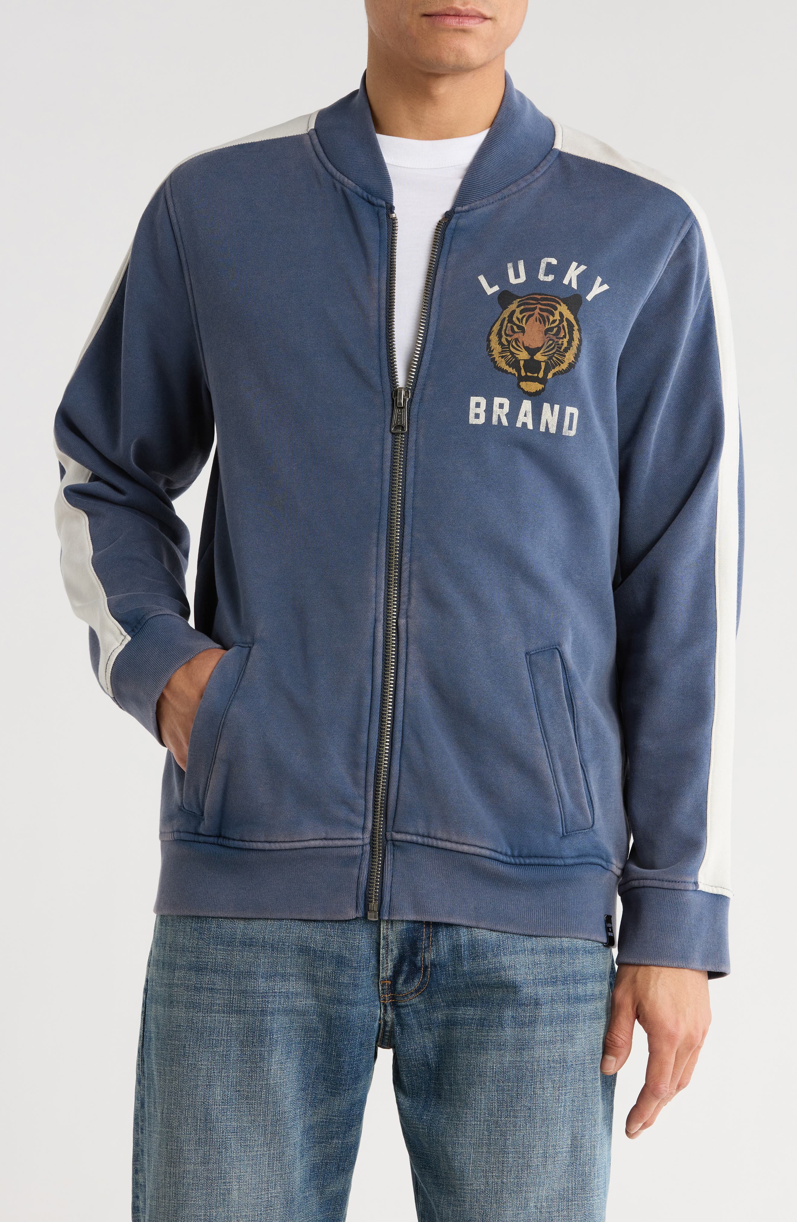 Lucky Brand Logo Varsity Bomber Jacket