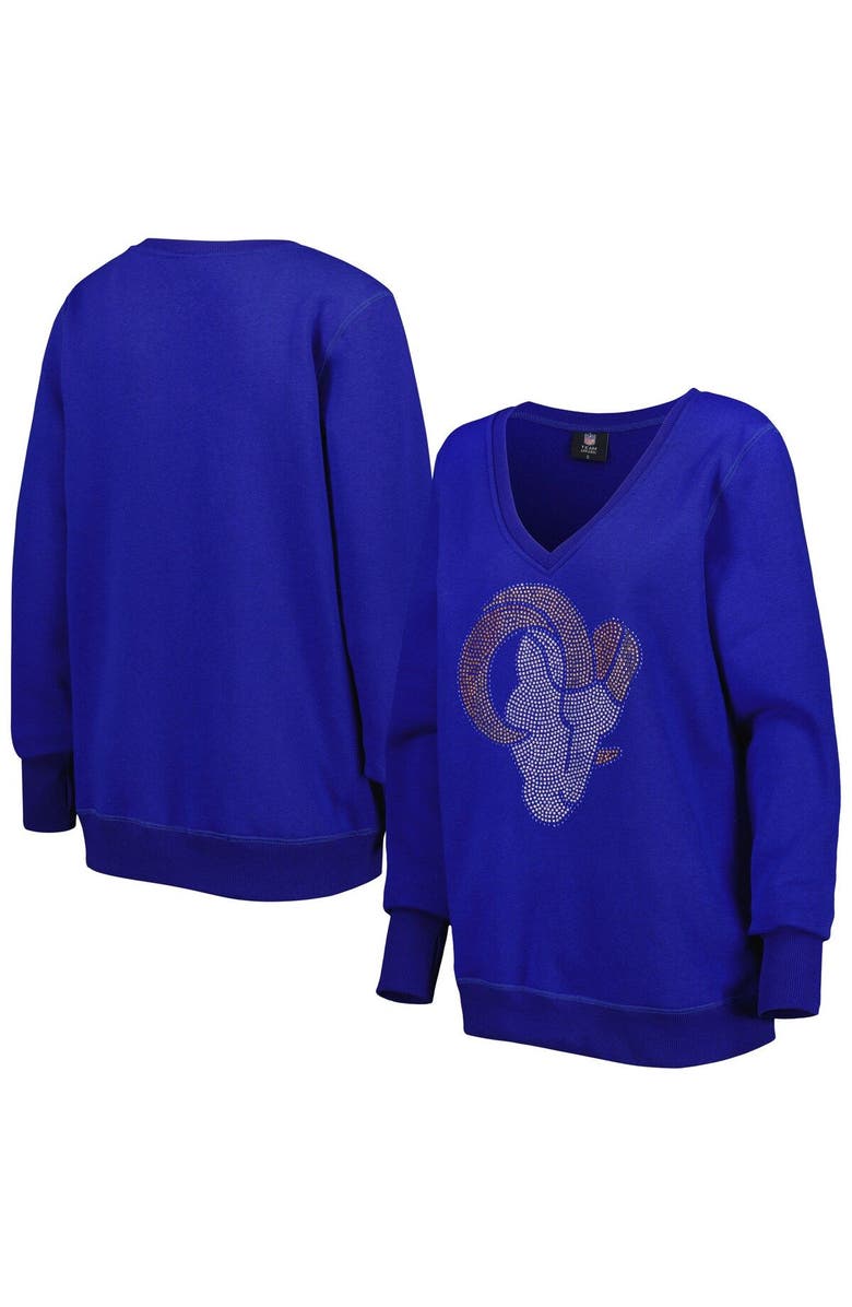 CUCE Women's Cuce Royal Los Angeles Rams Deep V-Neck Pullover Sweatshirt, Main, color,