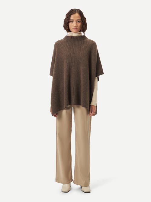 Gobi Mongolian Cashmere Rib-knit Cashmere Poncho In Cocoa