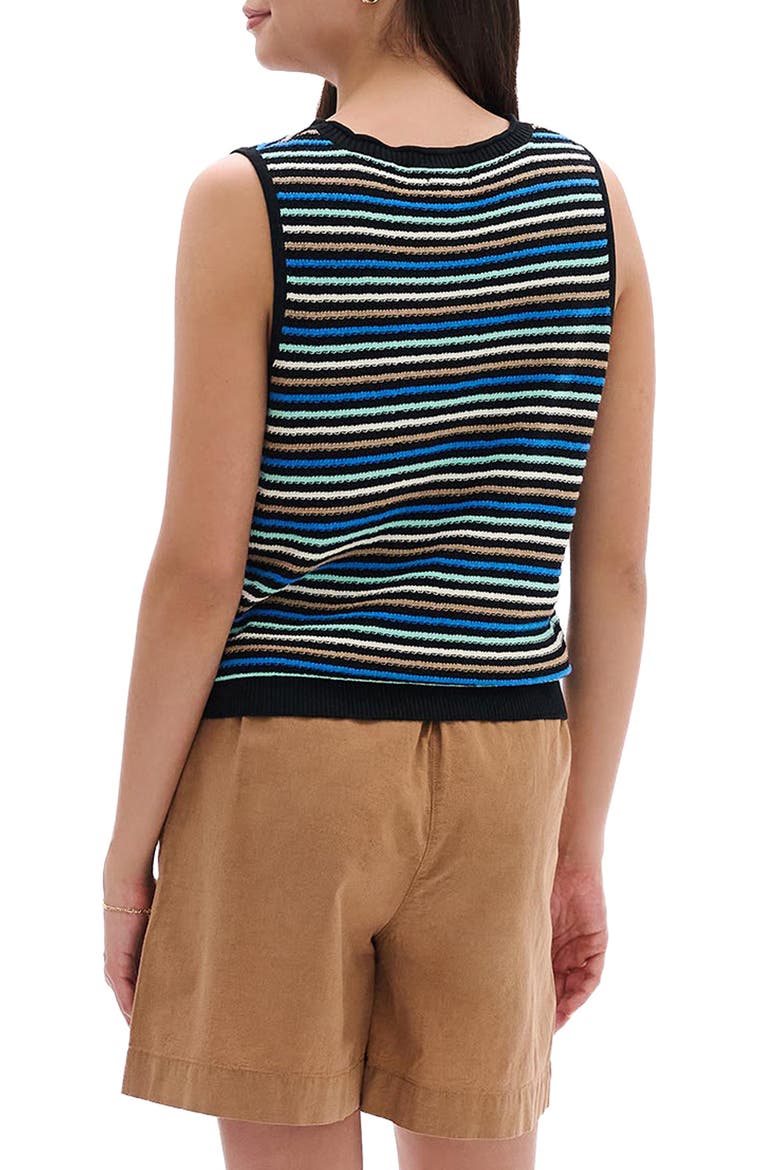 Kate Desert Stripe Cotton Sweater Vest, Alternate, color, BLACK