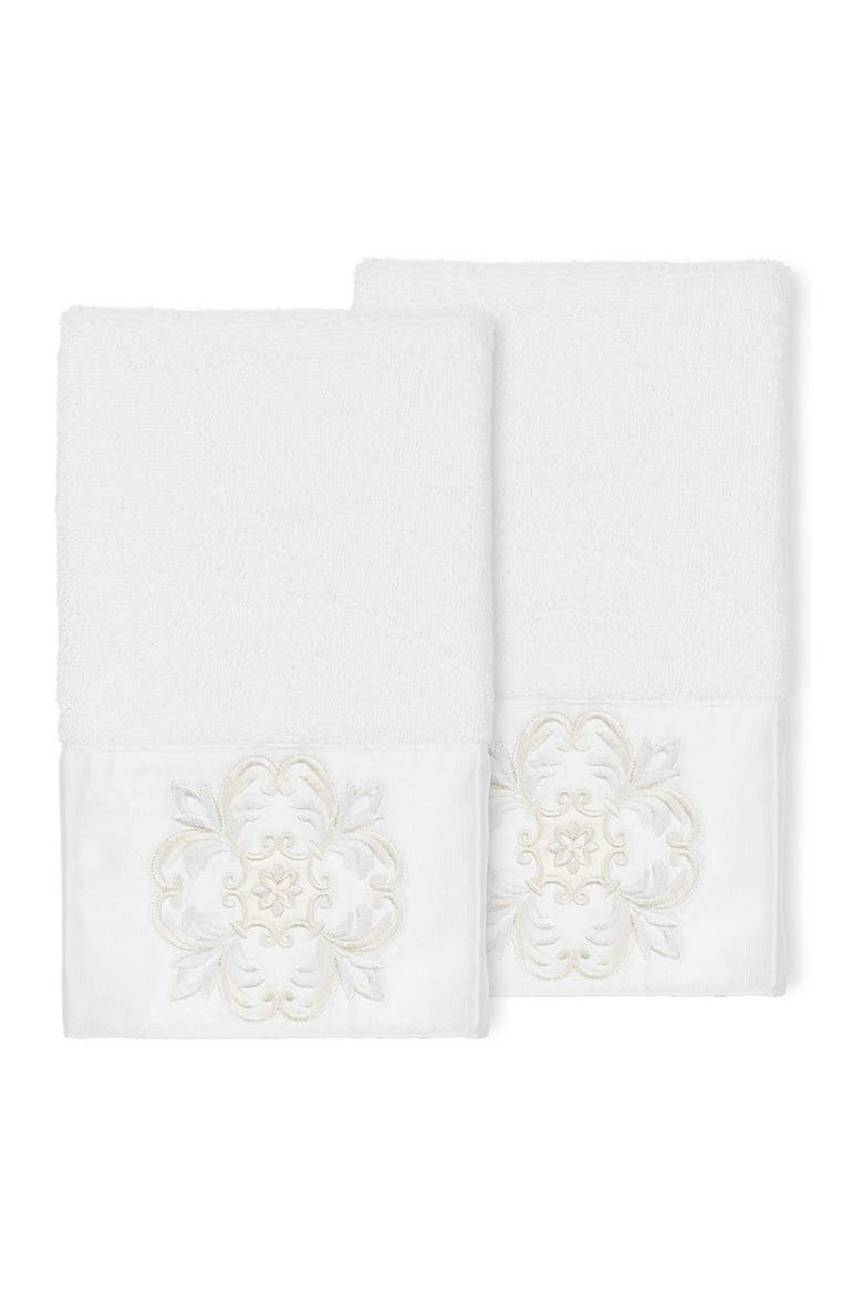 Alyssa Embellished Hand Towel - Set of 2 - White, Main, color, WHITE