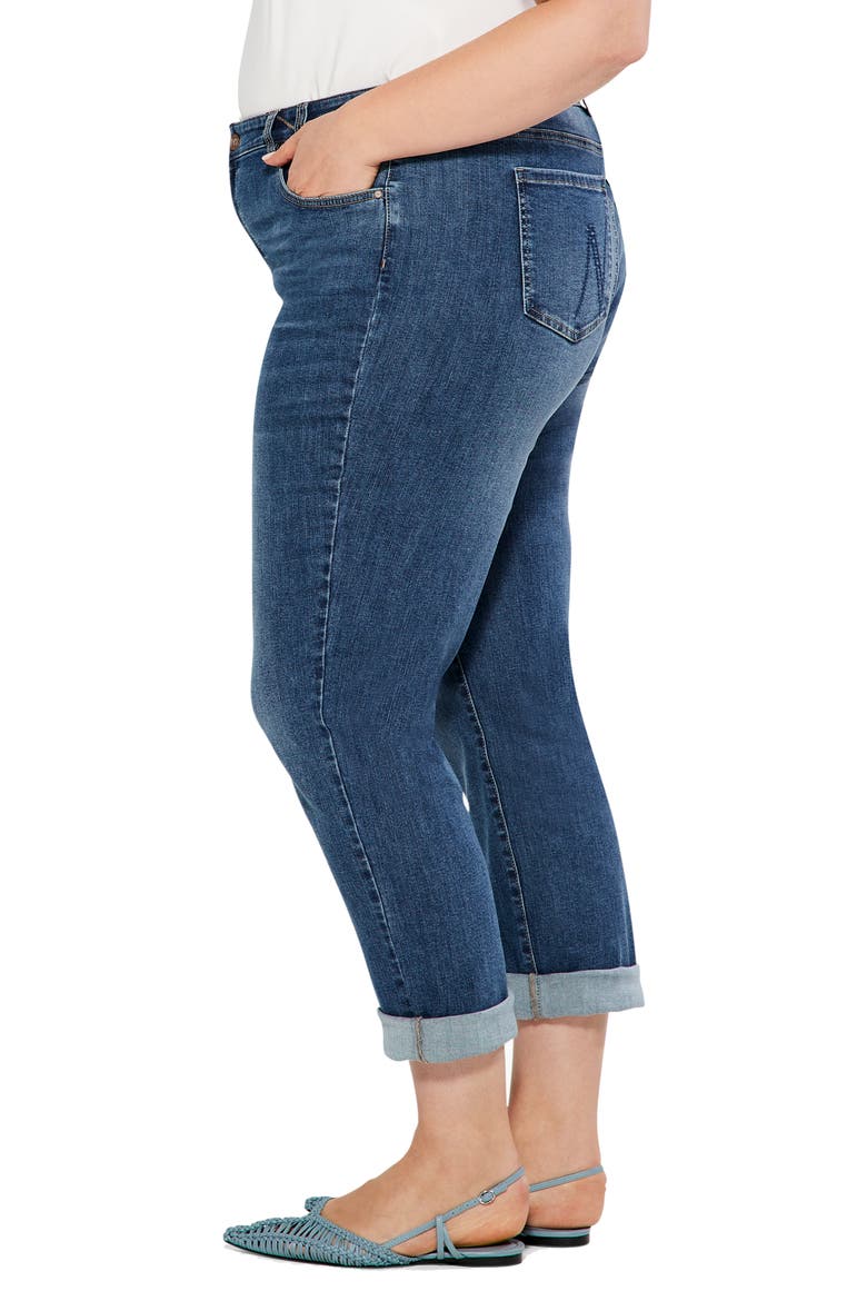 Cuff Straight Leg Girlfriend Jeans, Alternate, color, ATLANTIC