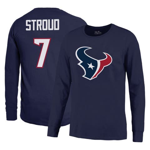 Men
s Majestic Threads C.J. Stroud Navy Houston Texans Name 
Number Long Sleeve T-Shirt