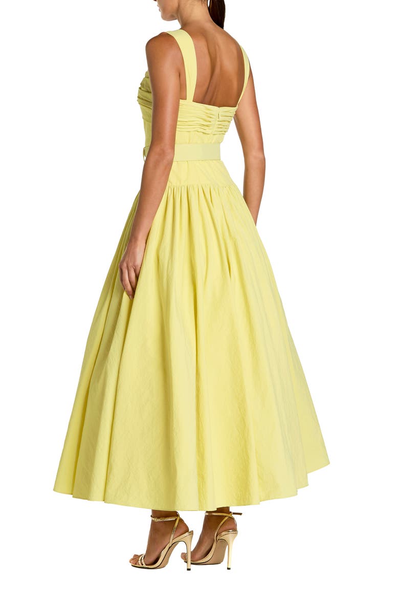 Sleeveless Faille A-Line Midi Dress With Belt, Alternate, color, Buttercup