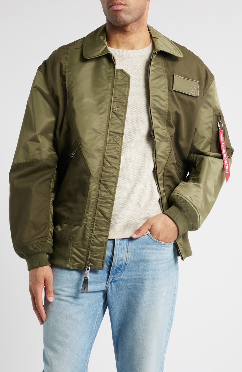 Alpha Industries CWU 36/P Mod Mixed Media Jacket, Main, color, Og-107 Green