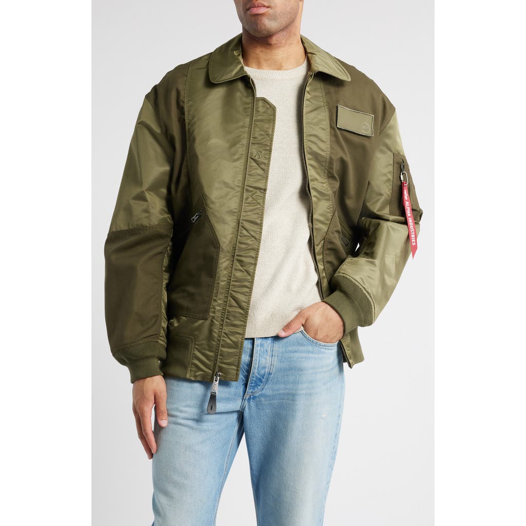 Alpha Industries Cwu 36/p Mod Mixed Media Jacket In Green