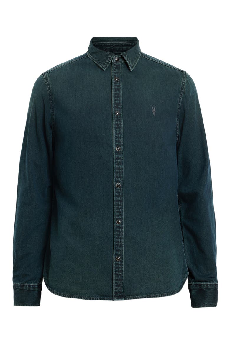 Gleason Cotton Denim Snap-Up Shirt, Alternate, color, PHANTOM BLUE