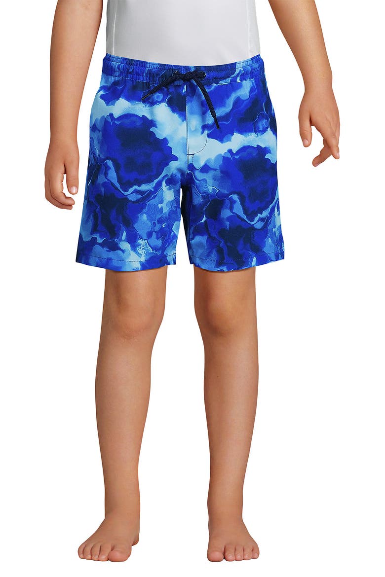 Boys Print Swim Trunks, Main, color, Electric Blue Marble Tie Dye