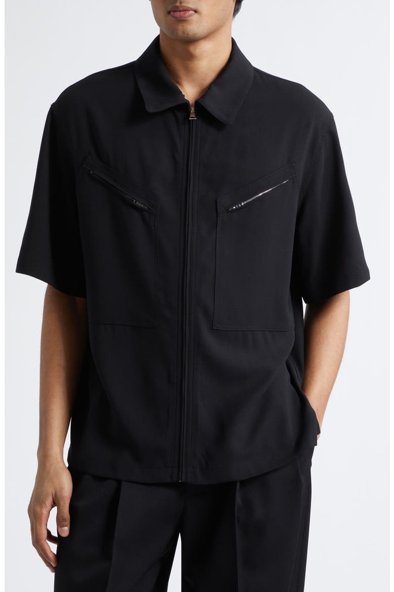 Utility Zip Front Wool Shirt, Main, color, BLACK