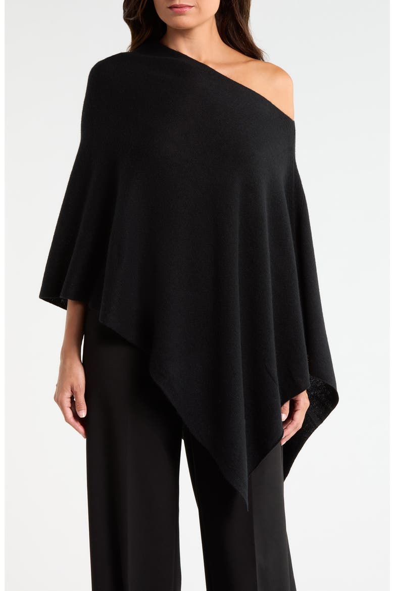 Wool & Cashmere Asymmetrical Poncho, Main, color, BLACK