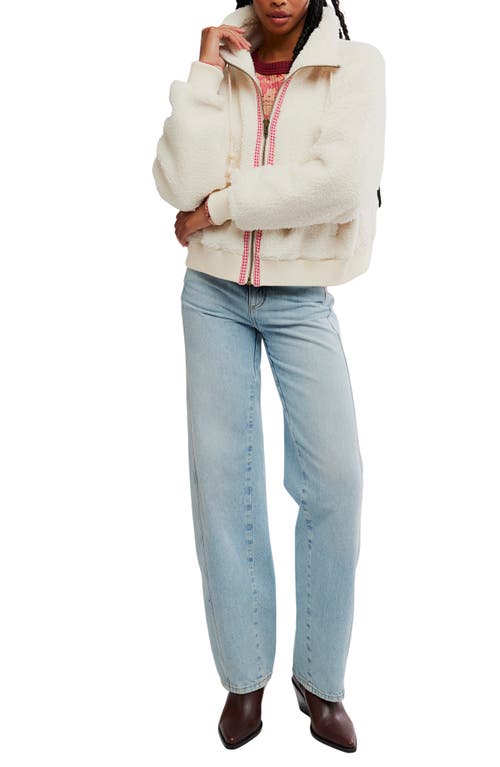 Free People Alpine High Pile Fleece Sweater In White