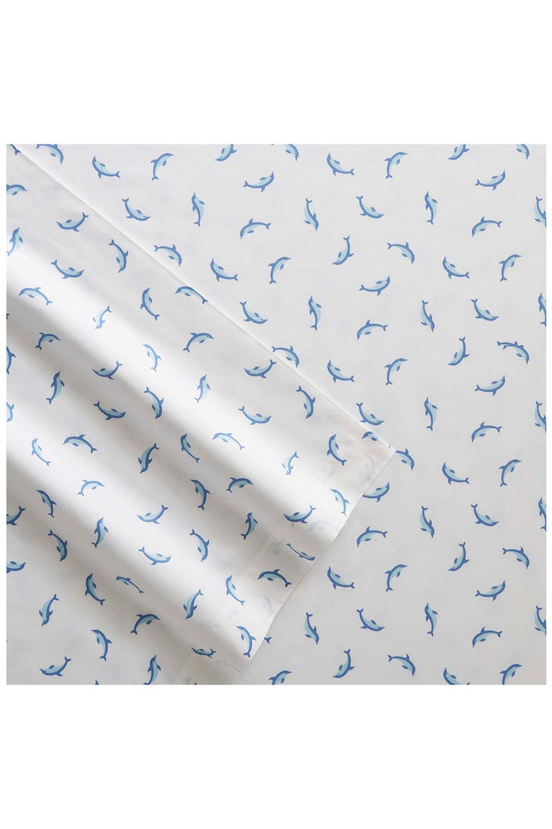 Dolphin Print 200 Thread Count Cotton Percale Sheet Set, Alternate, color, LIGHT PASTEL BLUE