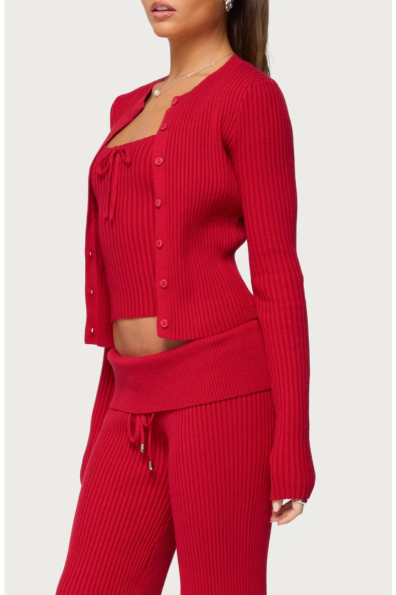 Adannah Rib Cardigan, Alternate, color, RED