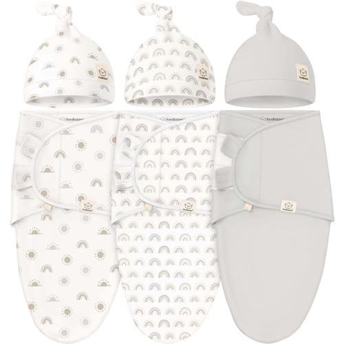 KEABABIES KEABABIES 3-PACK SOOTHE SWADDLE WRAPS WITH KNOT HATS