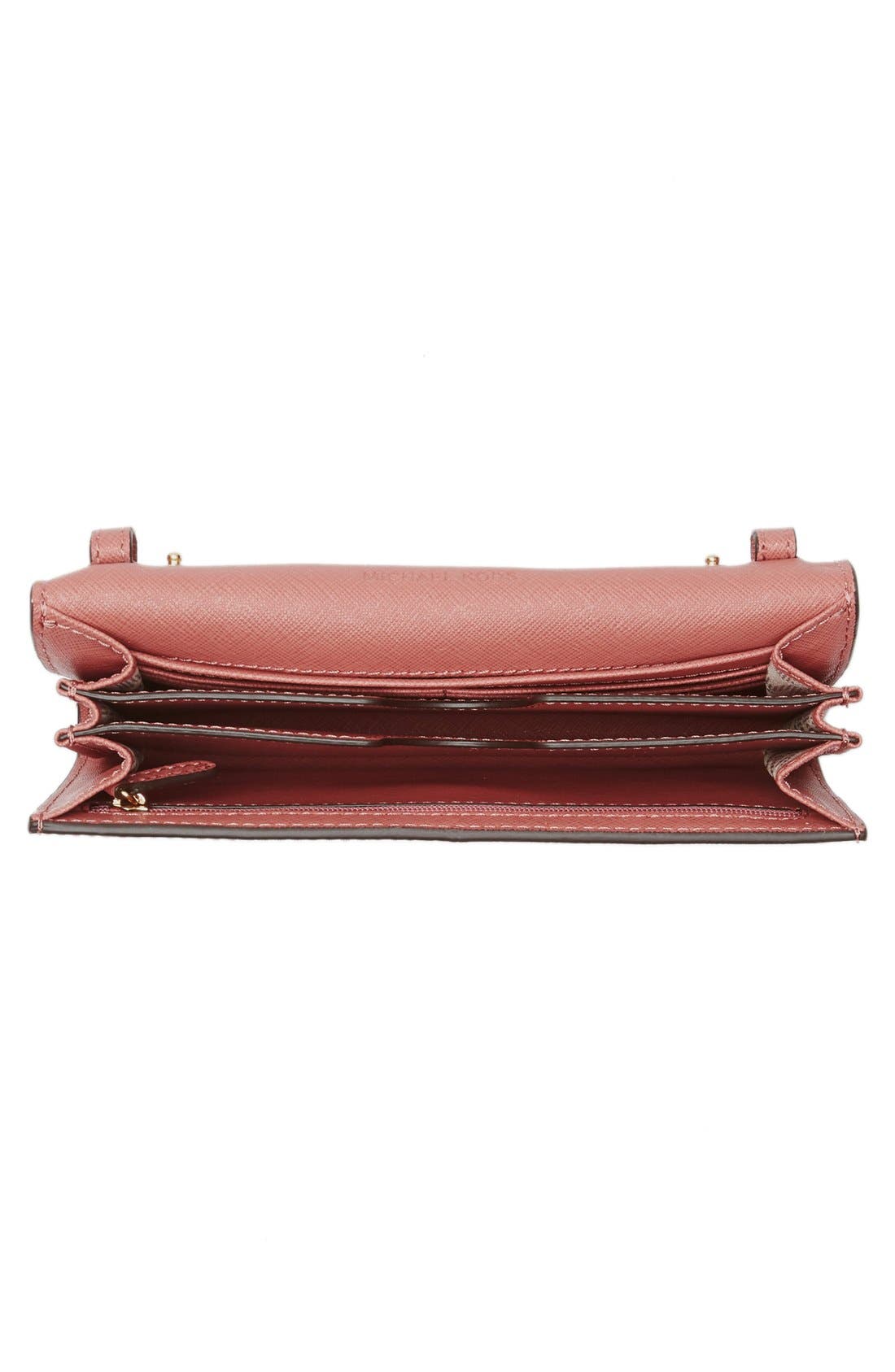 'Jet Set - Large Phone' Saffiano Leather Crossbody Bag, Alternate, color, ANTIQUE ROSE/ GOLD