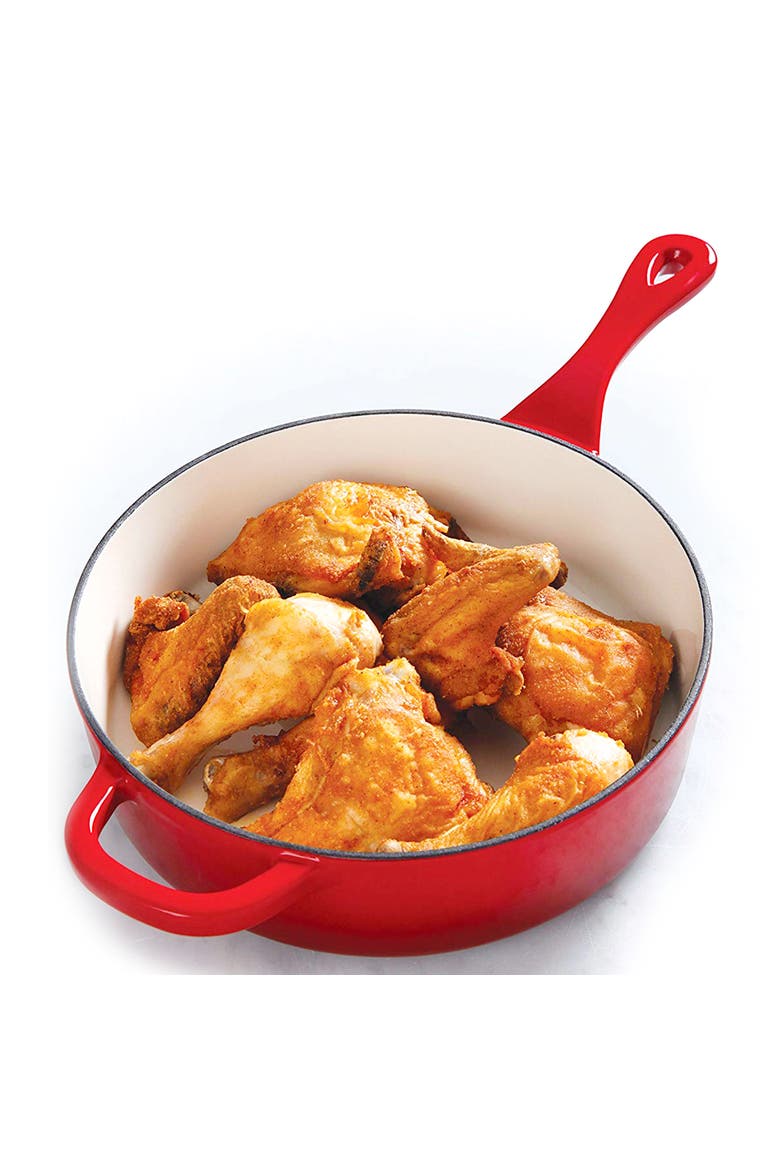 12 Inch Enameled Cast Iron Skillet, Alternate, color, Red