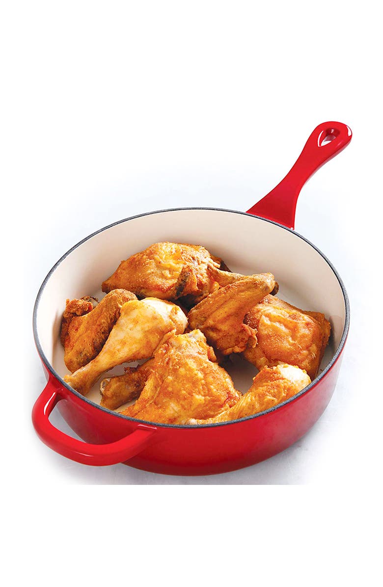 Crock-pot 12 Inch Enameled Cast Iron Skillet, Alternate, color, Red