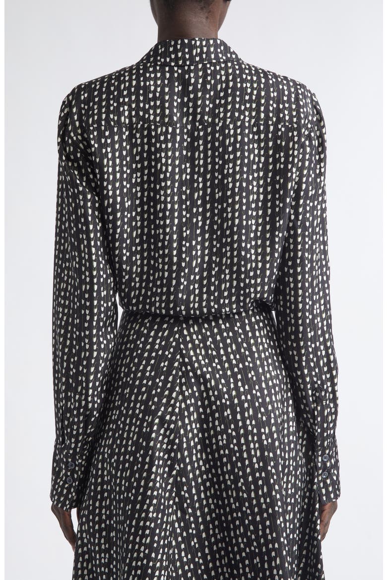 Chika Silk Twill Button-Up Shirt, Alternate, color, BLACK BLUEBELL