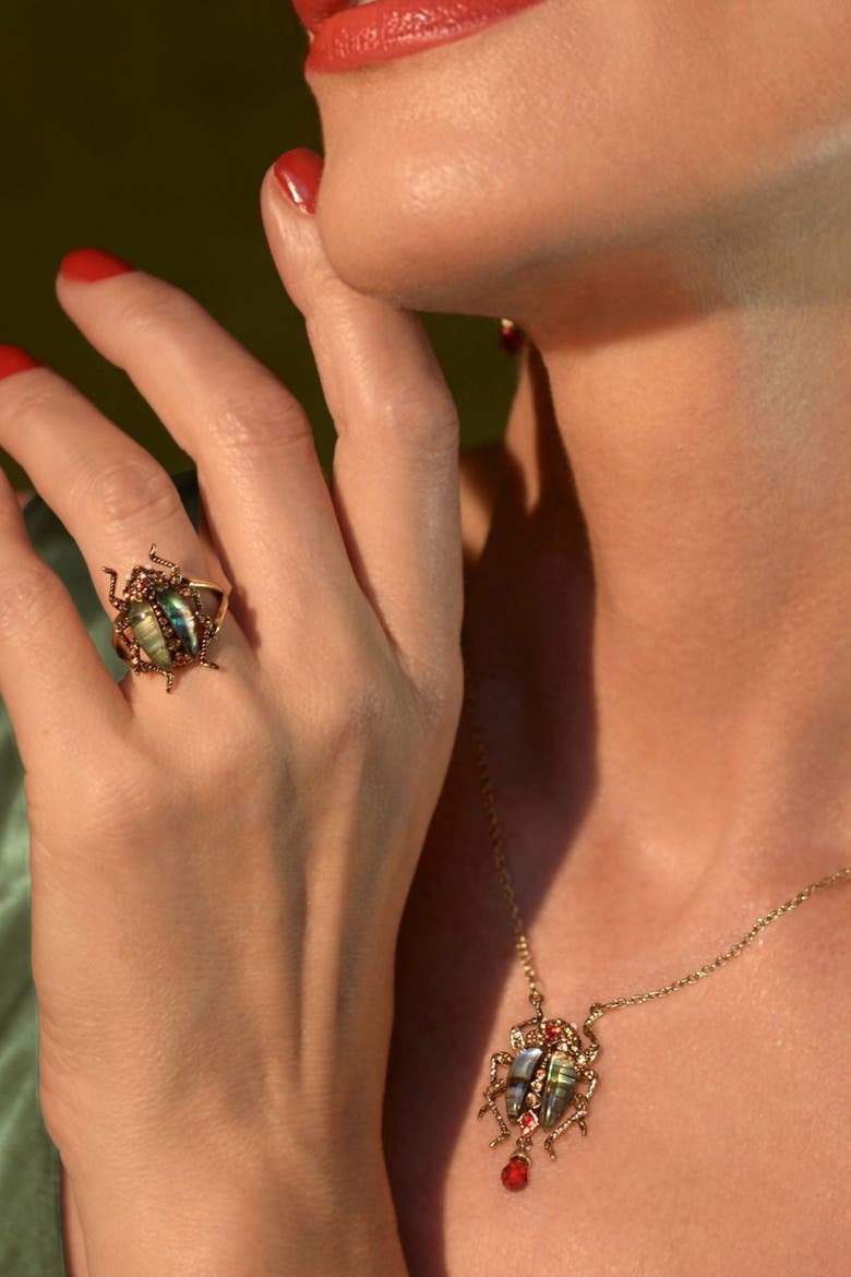 Bejewelled Beetle Ring, Alternate, color, Bettle