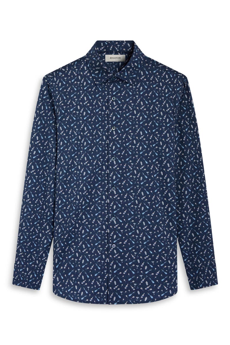 James OoohCotton® Cocktail Print Button-Up Shirt, Alternate, color, NAVY