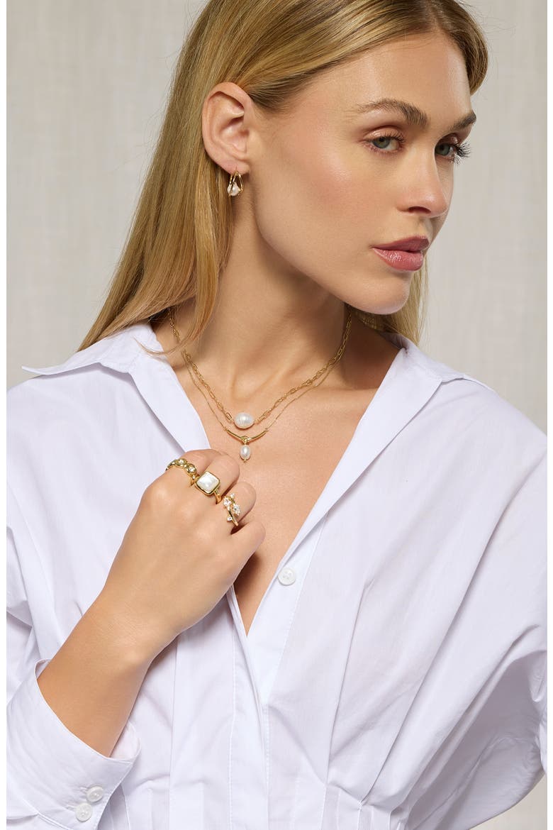 Faux Pearl Orbit Hoop Earrings, Alternate, color, GOLD