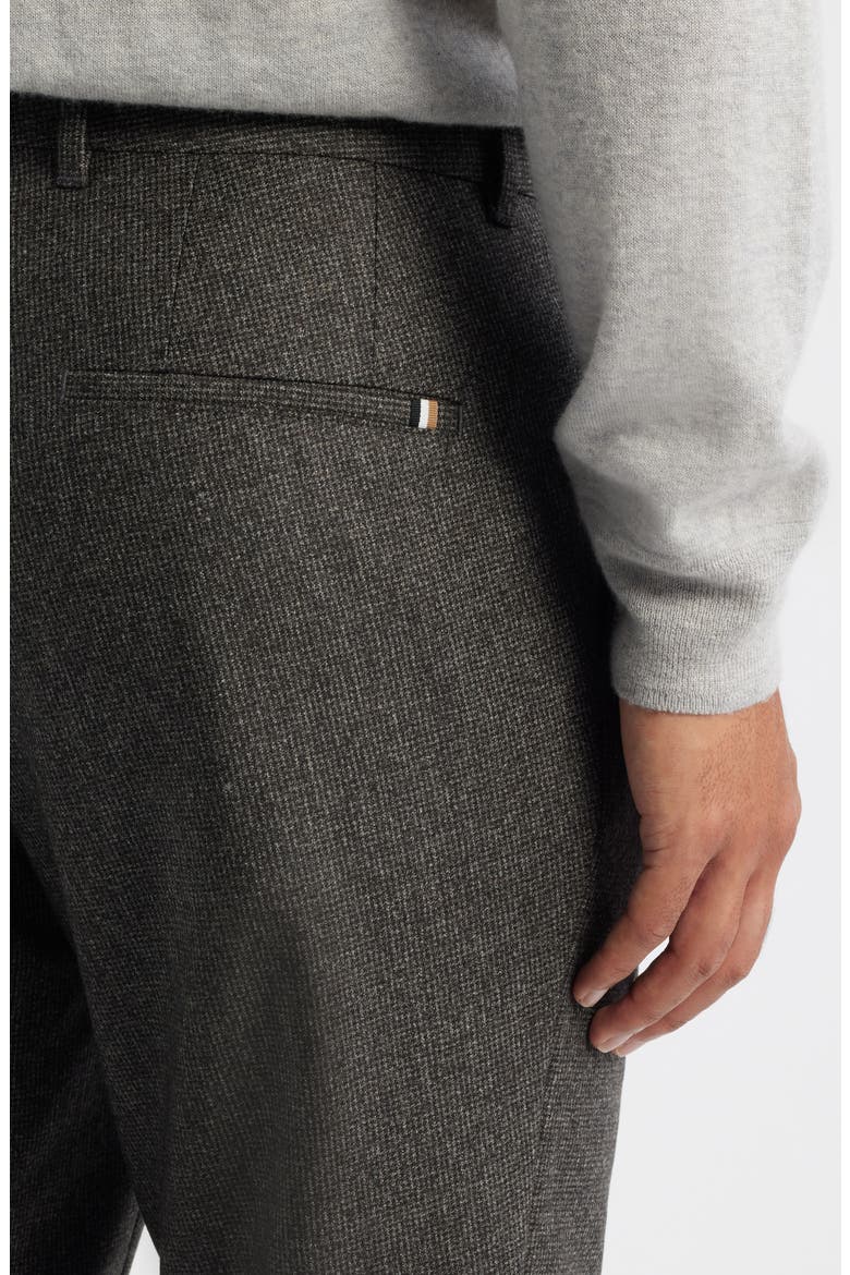 Genius Slim Fit Flat Front Microcheck Brushed Wool Dress Pants, Alternate, color, DARK BROWN