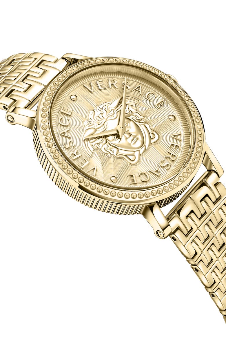 Versace V-Dollar Bracelet Watch, 37mm, Alternate, color, Ip Yellow Gold