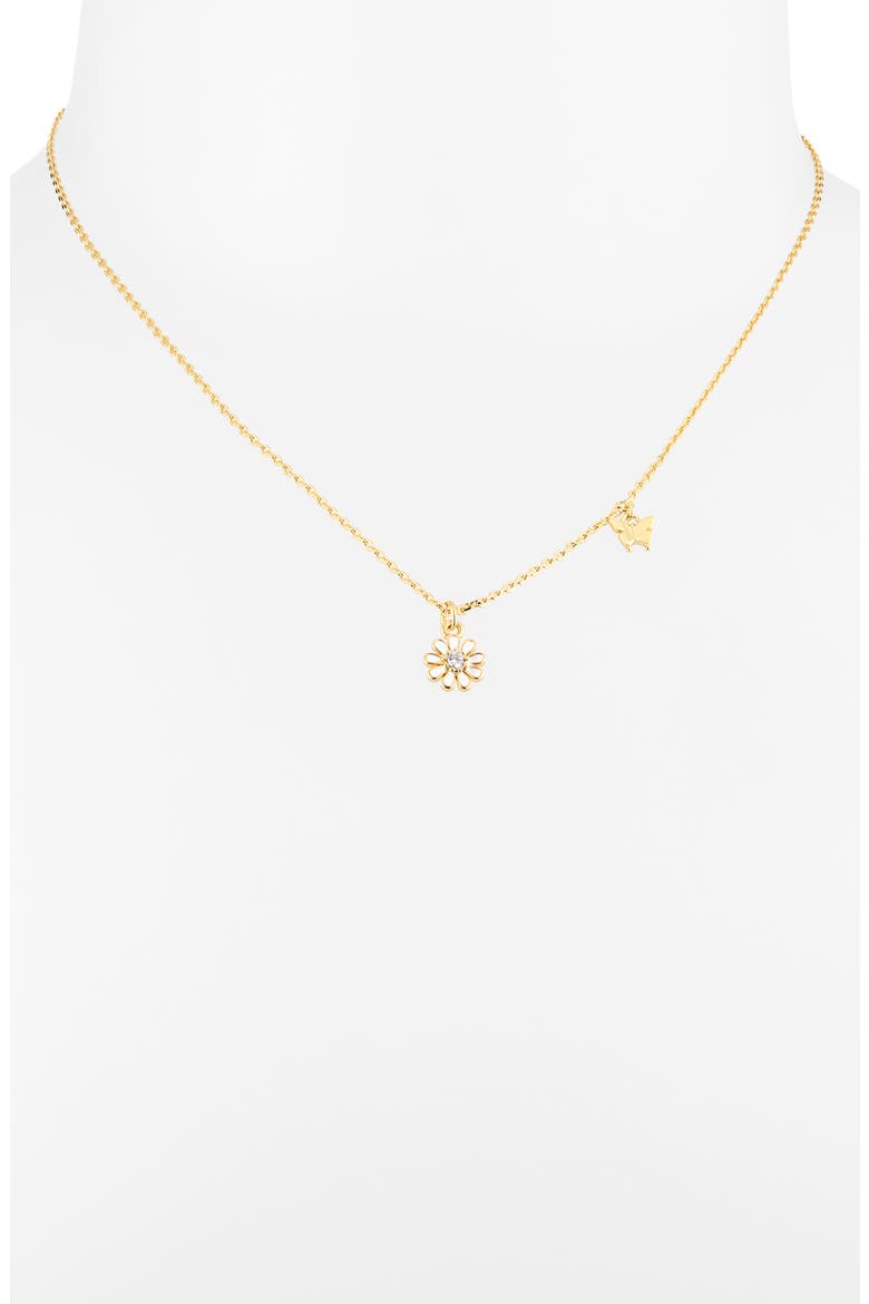 Flower & Butterfly Pendant Necklace, Alternate, color, WHITE