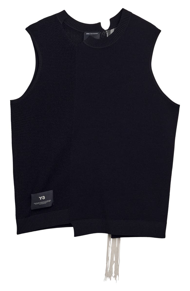 Y-3 GFX 3-Stripes Decconstructed Sweater Vest, Alternate, color, Black