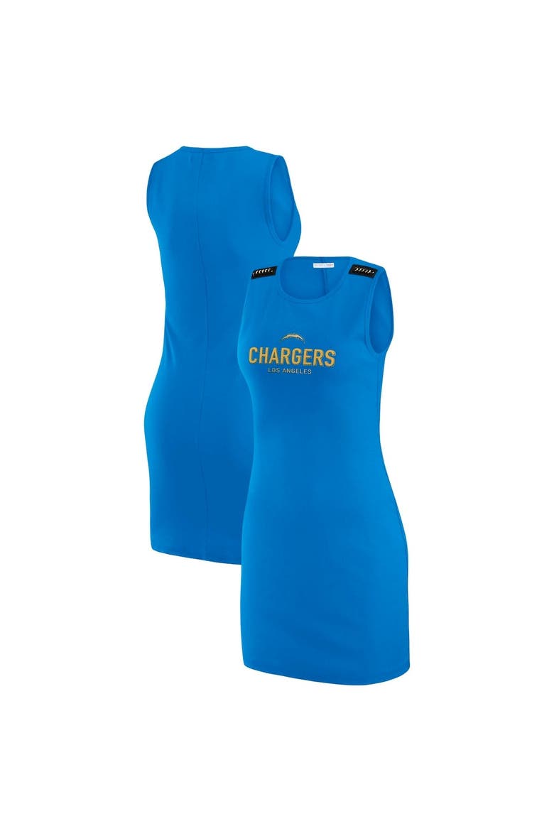 Women's WEAR by Erin Andrews x Gracie Hunt Powder Blue Los Angeles Chargers Ribbed Tank Dress, Alternate, color, Powder Blue