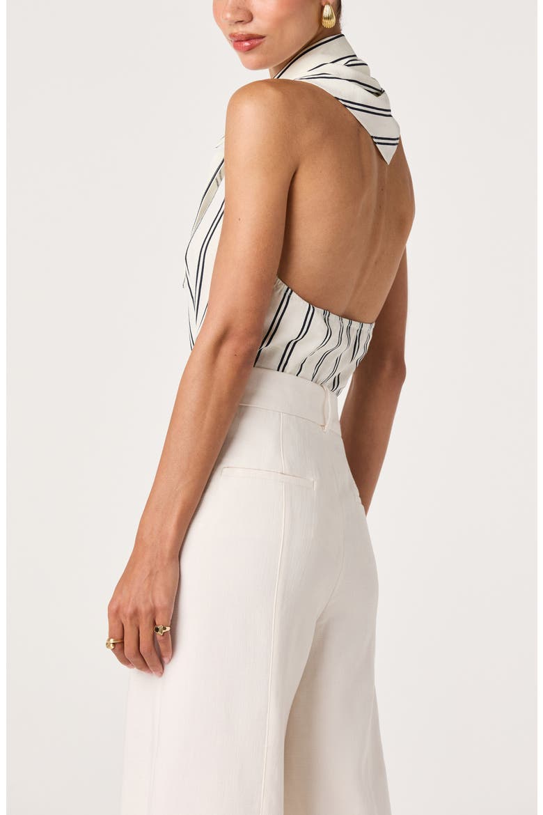 Adrianna Stripe Cotton Halter Top, Alternate, color, NAVY STRIPE