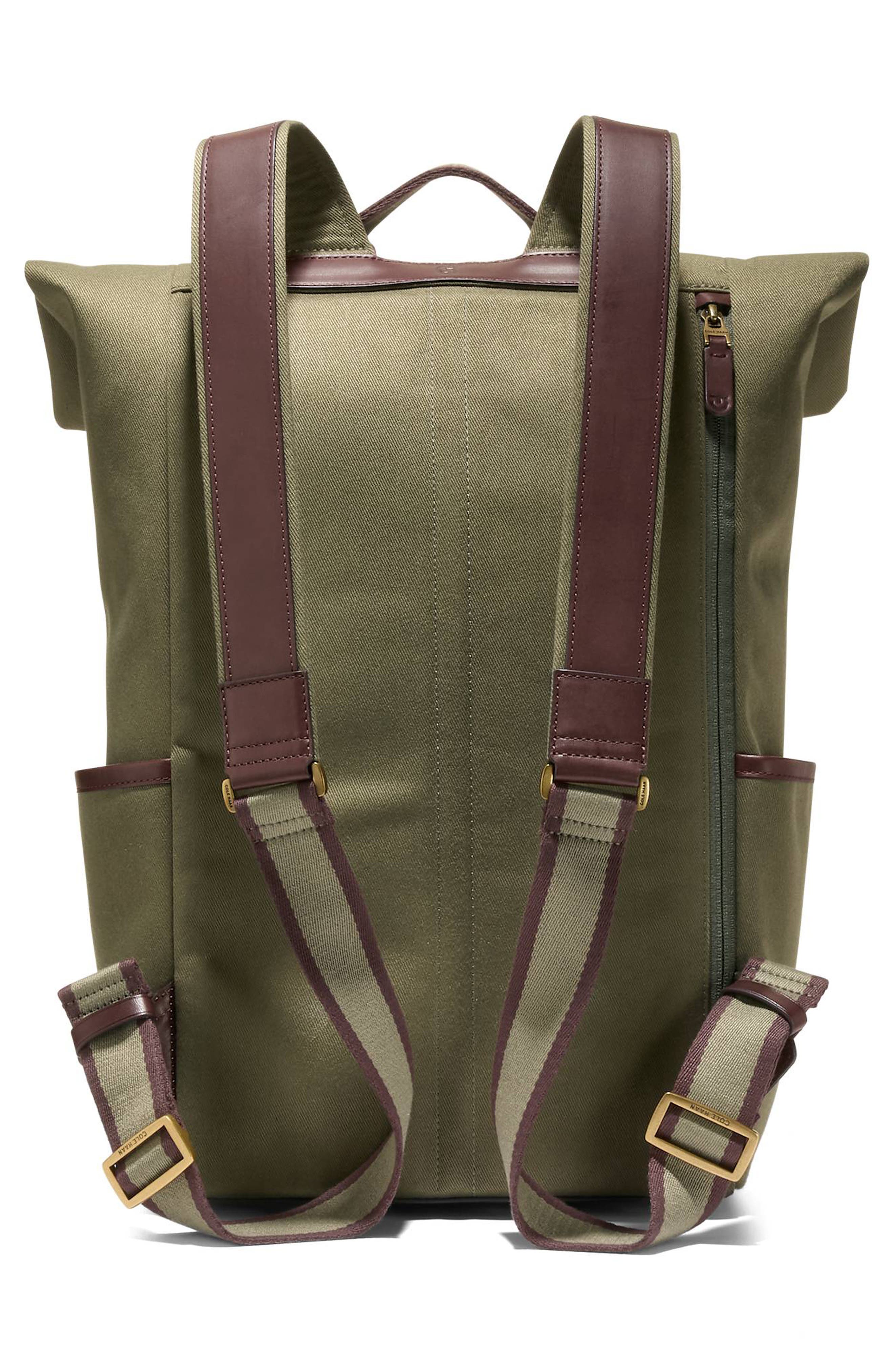 Cole Haan Judson Brushed Twill Backpack, Alternate, color, Olive Green/ Ch Madiera