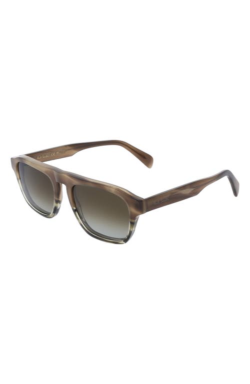 Paul Smith 54mm Modified Rectangular Sunglasses In Khaki/striped Green