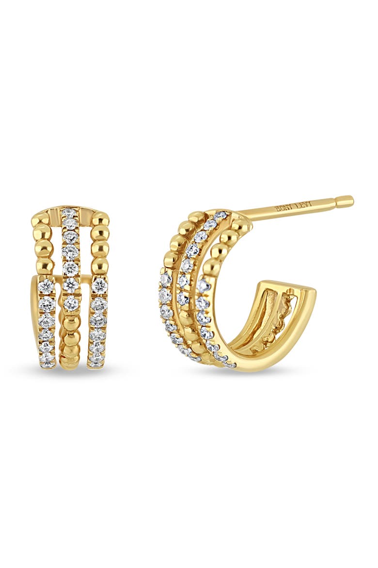 Mykonos 18K Yellow Gold Diamond Triple Hoop Earrings, Main, color, 18K YELLLOW GOLD