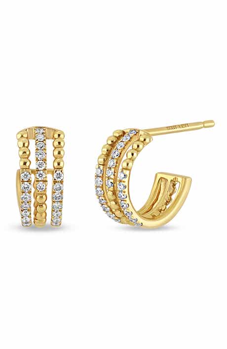 Bony Levy Mykonos 18K Yellow Gold Diamond Triple Hoop Earrings