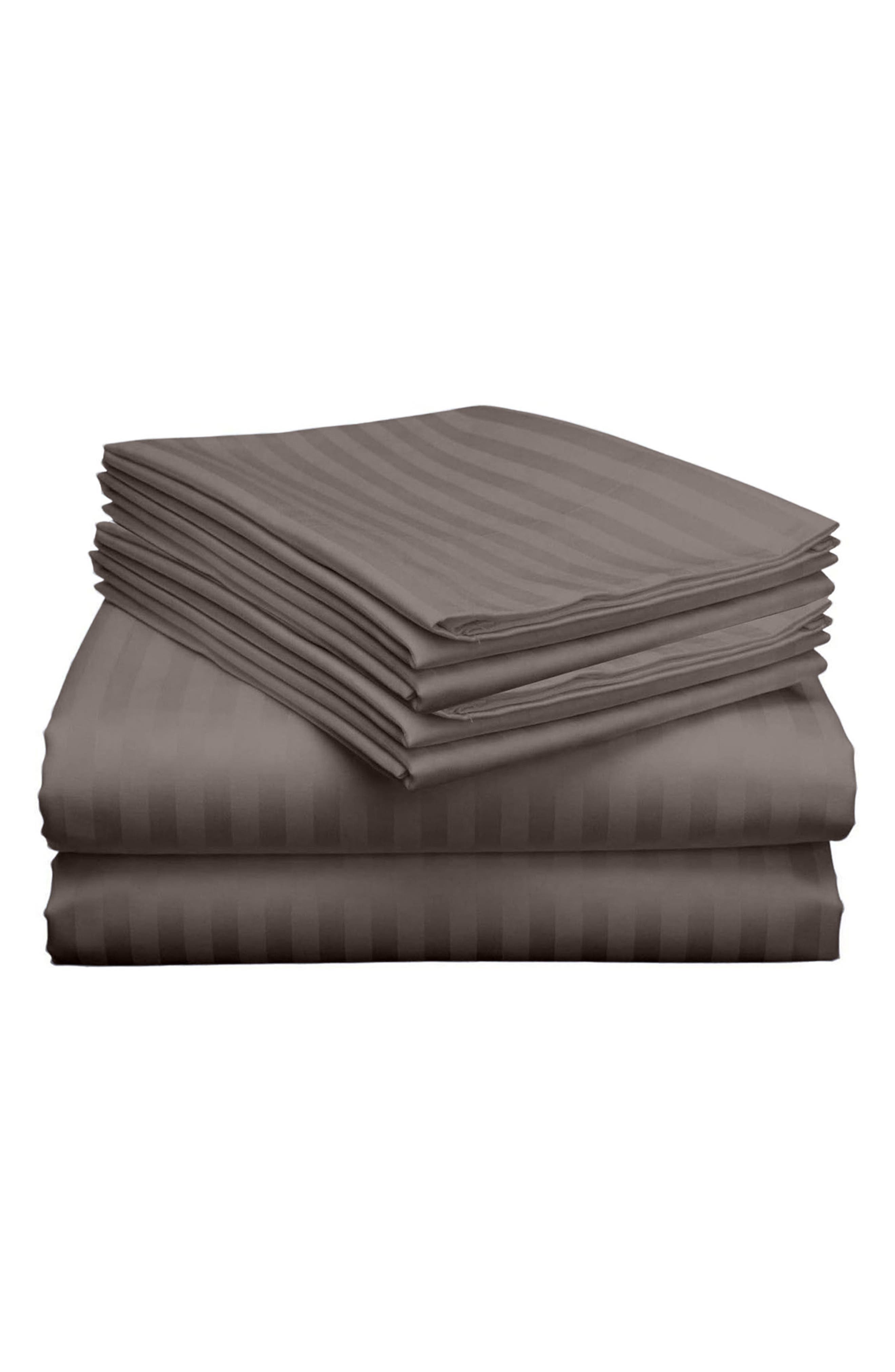 Luxury Home Dobby Stripe Sheet Set In Gray