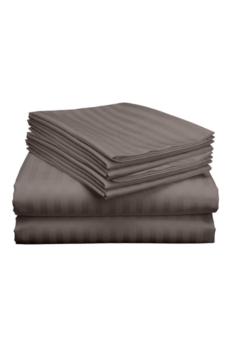 Dobby Stripe Sheet Set, Main, color, CHARCOAL