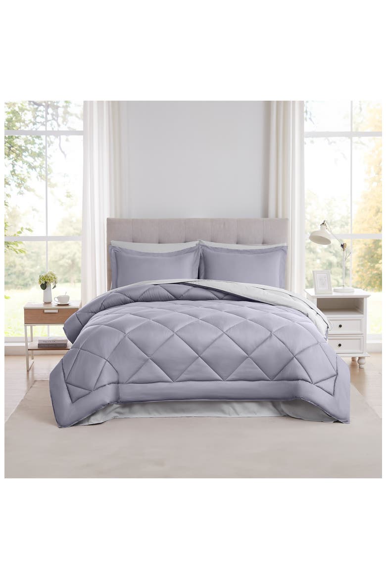 Solid Reversible 7-Piece Comforter Set, Alternate, color, AMETHYST