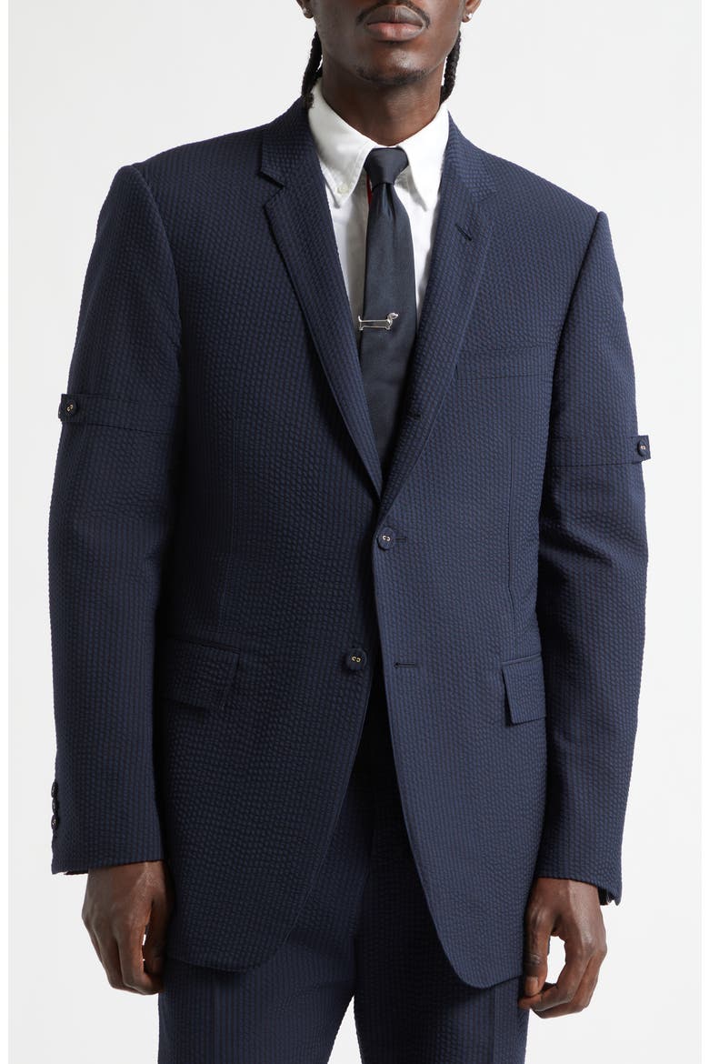 Armband Wool Seersucker Unconstructed Sport Coat, Main, color, NAVY