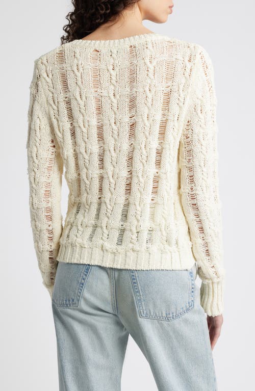MANGO MANGO NAVAL OPENWORK CABLE KNIT SWEATER 