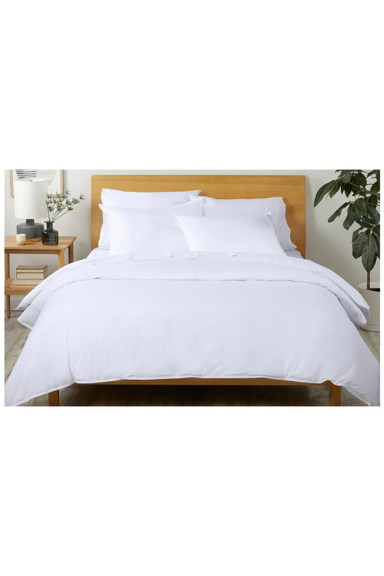 300 Thread Count Organic Cotton Percale Sheet Set, Alternate, color, WHITE/WHITE
