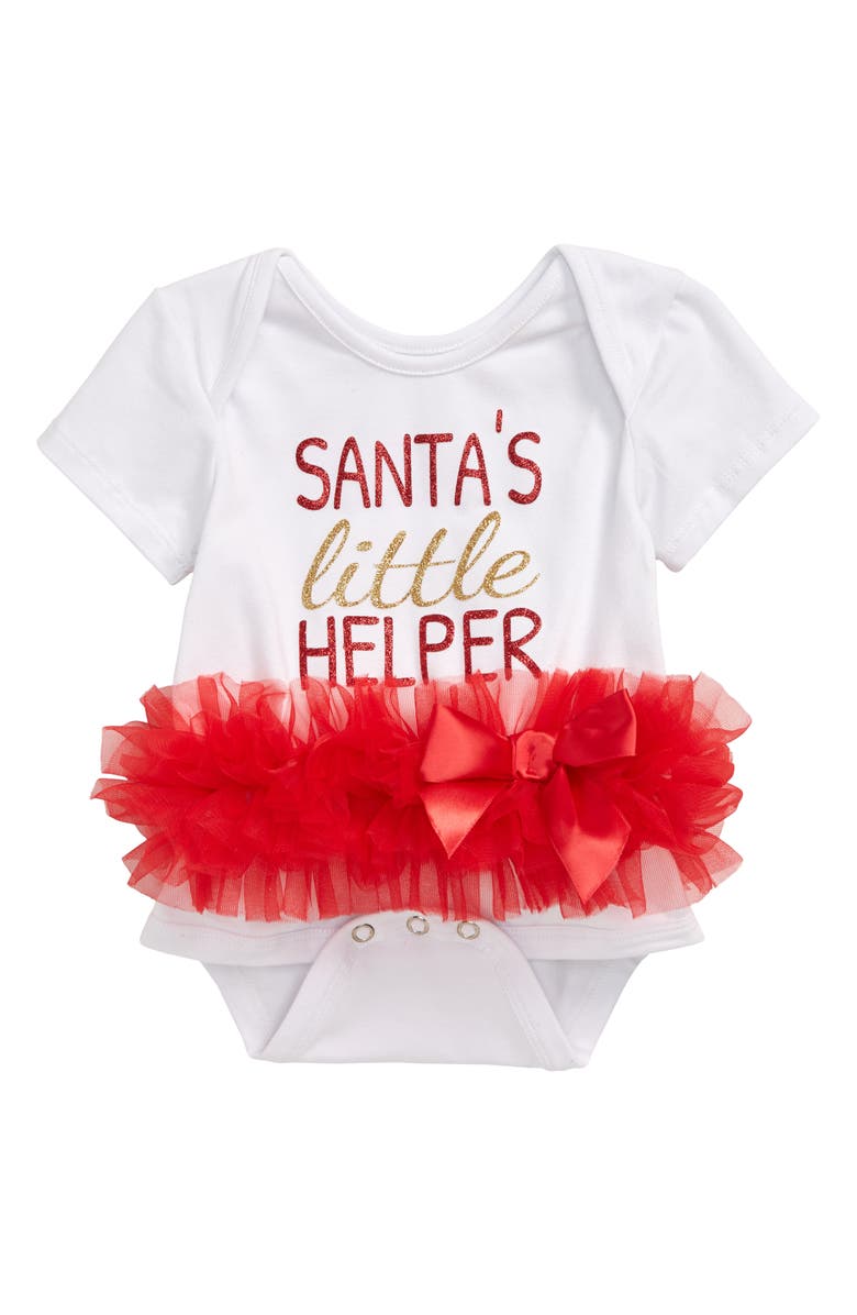 Popatu Santa's Little Helper Skirted Bodysuit, Main, color, 