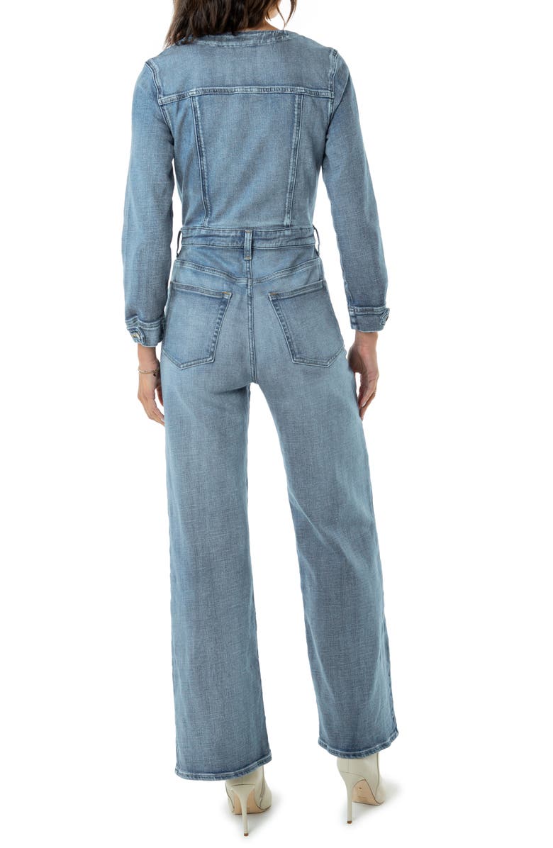 ÉTICA Lia Retro Belted Wide Leg Denim Jumpsuit, Alternate, color, 