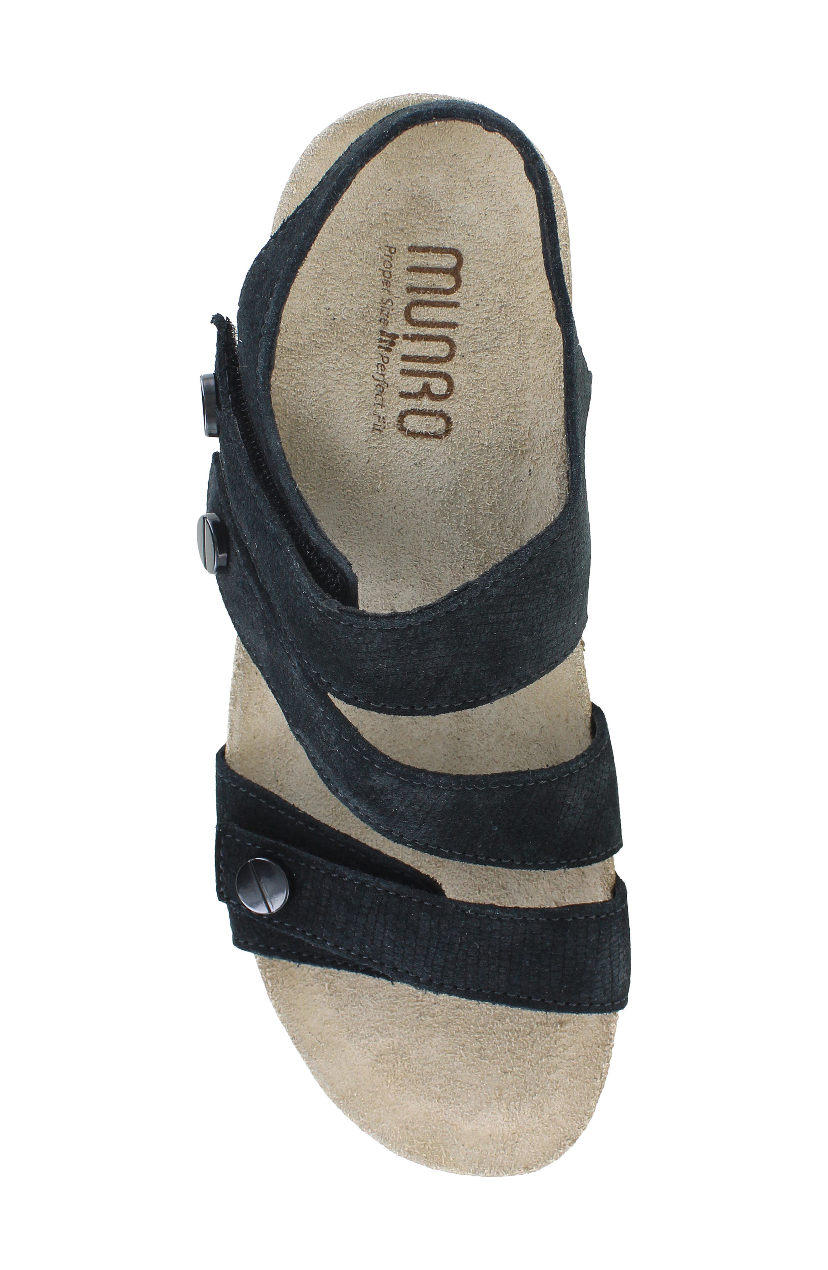 Munro Del Mar Sandal, Alternate, color, Black Lizard Suede