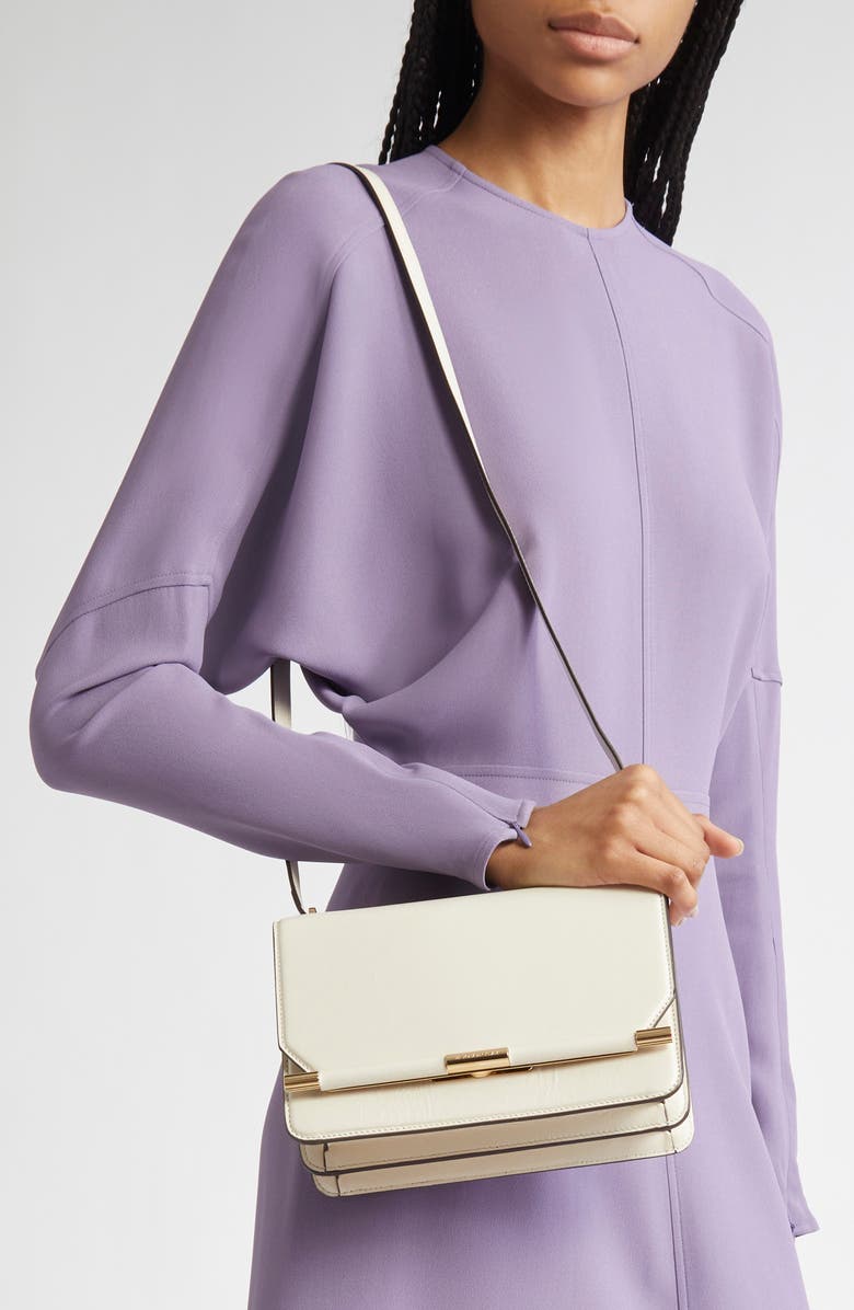 Victoria Beckham 202 Distressed Leather Shoulder Bag, Alternate, color, Ivory